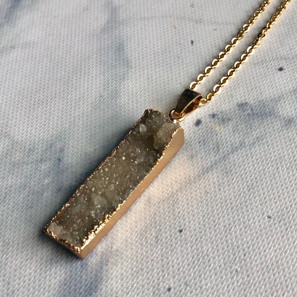 Grey Druzy Crystal Quartz Necklace